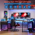thumbnail image 4 of BeesClover Bureau de Jeu, Table d'Ordinateur en Forme de U, Mesa Gamer, Bureau d'Ordinateur 126 Pouces avec Support pour Moniteur et Lumières LED, avec Rangement, Deux Méthodes d'Installation, pour la Maison et le Bureau, 4 of 9