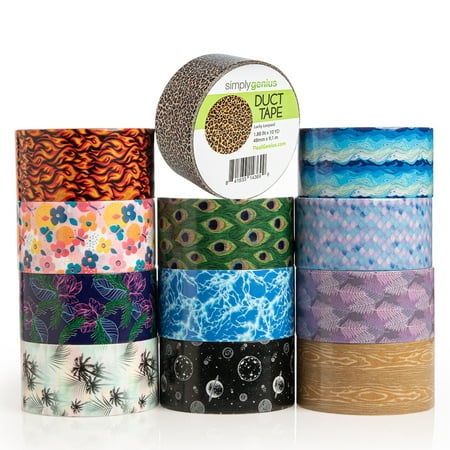 Simply Genius (12 Pack) Patterned And Colored Duct Tape Variety Pack Tape Rolls Craft Supplies For Kids Adults Patterned Duct Tape Colors