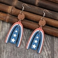 thumbnail image 6 of BQBQERT Lightweight Wooden Star and Stripes Earrings Independence Day Earrings Colorful Ear Accessories for Patriotic Event, 6 of 7