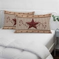 thumbnail image 3 of Texas Star Vintage Pillow Covers, Linen Long Throw Pillow Case, Brown Checkered Berry Farmhouse Holiday Pillow Protector Decorative Cushion Cover for Living Room/Bedroom 20" x 26", 3 of 8