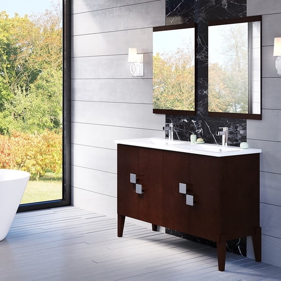 Bellaterra Home 48 in Double sink vanity-wood walnut