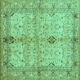 thumbnail image 1 of Ahgly Company Indoor Square Oriental Turquoise Blue Traditional Area Rugs, 5' Square, 1 of 4