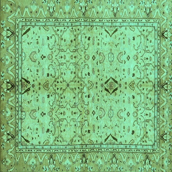 Ahgly Company Indoor Square Oriental Turquoise Blue Traditional Area Rugs, 5' Square