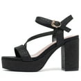 thumbnail image 2 of DADAWEN Women's Open Toe Platforms Hight Block Chunky Heels Sandals Party Wedding Dress Shoes Black 7 US, 2 of 6