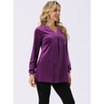 thumbnail image 3 of DARING DIVA Women's Velvet V Neck Long Sleeves Casual  Blouses XL Purple, 3 of 8