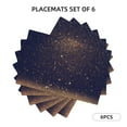 Placemats Set of 6, Gold Black Glitter Place mats for Dining Table