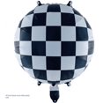 thumbnail image 2 of Globo de película de aluminio con diseño de neumático redondo de 18 pulgadas, serie de neumáticos a rayas a cuadros negros, decoración de globos para cumpleaños, 2 of 4