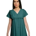 thumbnail image 4 of Moomaya Cotton Lace Neckline Sleepwear For Ladies V-Neck Solid Nightdress, 4 of 6