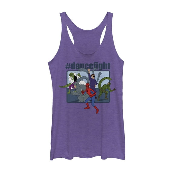 Women's Marvel Spider-Man #dancefight Party Racerback Tank Top Purple Heather Large