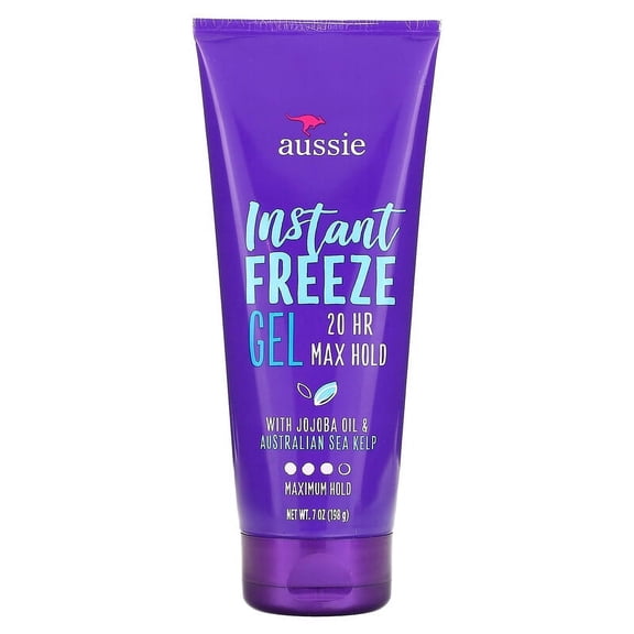 Aussie Instant Freeze Hair Gel with Jojoba Oil & Australian Sea Kelp Maximum Hold 7 oz (198 g) Pack of 2