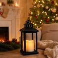 thumbnail image 5 of Christmas Black Plastic Candle Lanterns,Farmhouse Style, Small Vintage Camping Indoor Hanging Lamp,for Christmas Wedding Party (Black), 5 of 7