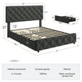 thumbnail image 3 of Danolapsi King Size Bed Frame with 4 Storage Drawers and Adjustable Headboard,Linen Upholstered Platform Bed Frame,Diamond Stitched Button Tufted,Wooden Slats Support,No Box Spring Needed, 3 of 8