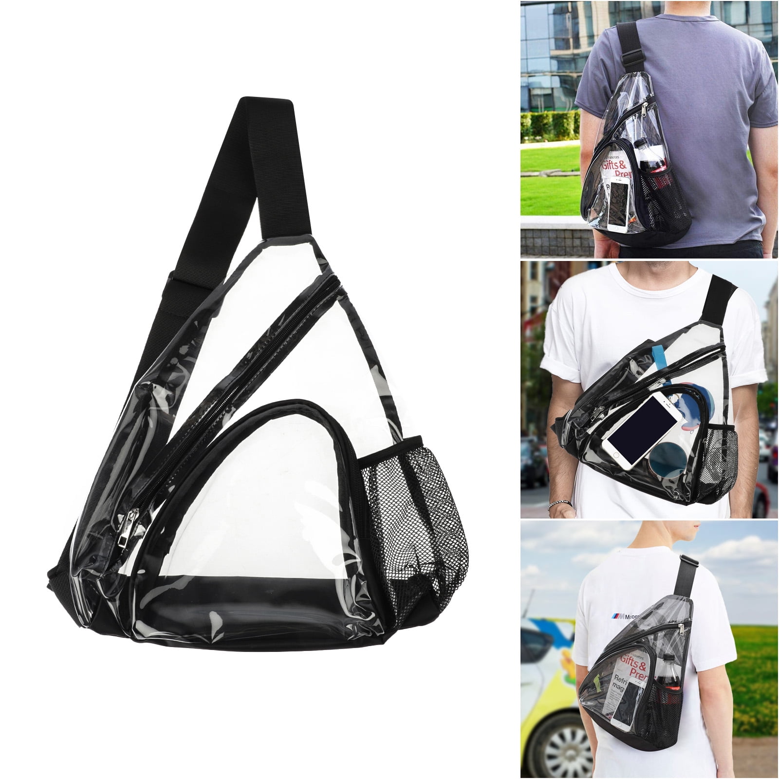 Clear PVC Sling Bag Stadium Approved Transparent Shoulder Crossbody Backpack for Women & Men,Perfect for Work Stadium and Concerts Travel