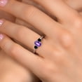 thumbnail image 4 of Gem Stone King 925 Sterling Silver Purple Amethyst and Black Diamond Engagement Ring for Women | 1.09 Cttw | Oval Checkerboard 7X5MM | Gemstone February Birthstone | Size 6, 4 of 6