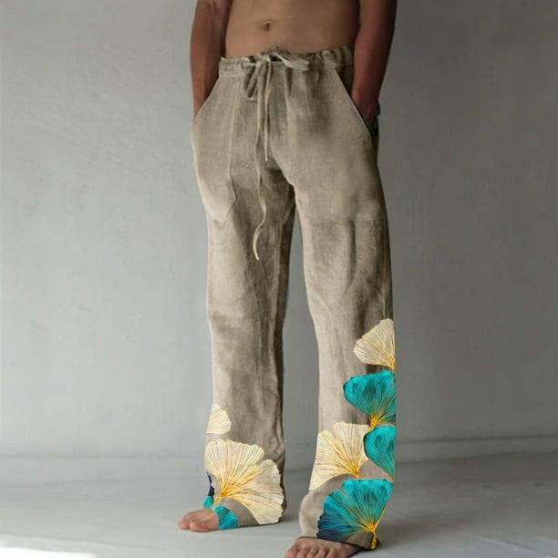 Pantalones largos casuales de pierna ancha para hombre, pantalones casuales estampados con cordones, pantalones de pierna ancha, pantalones deportivos, pantalones largos, pantalones para hombre