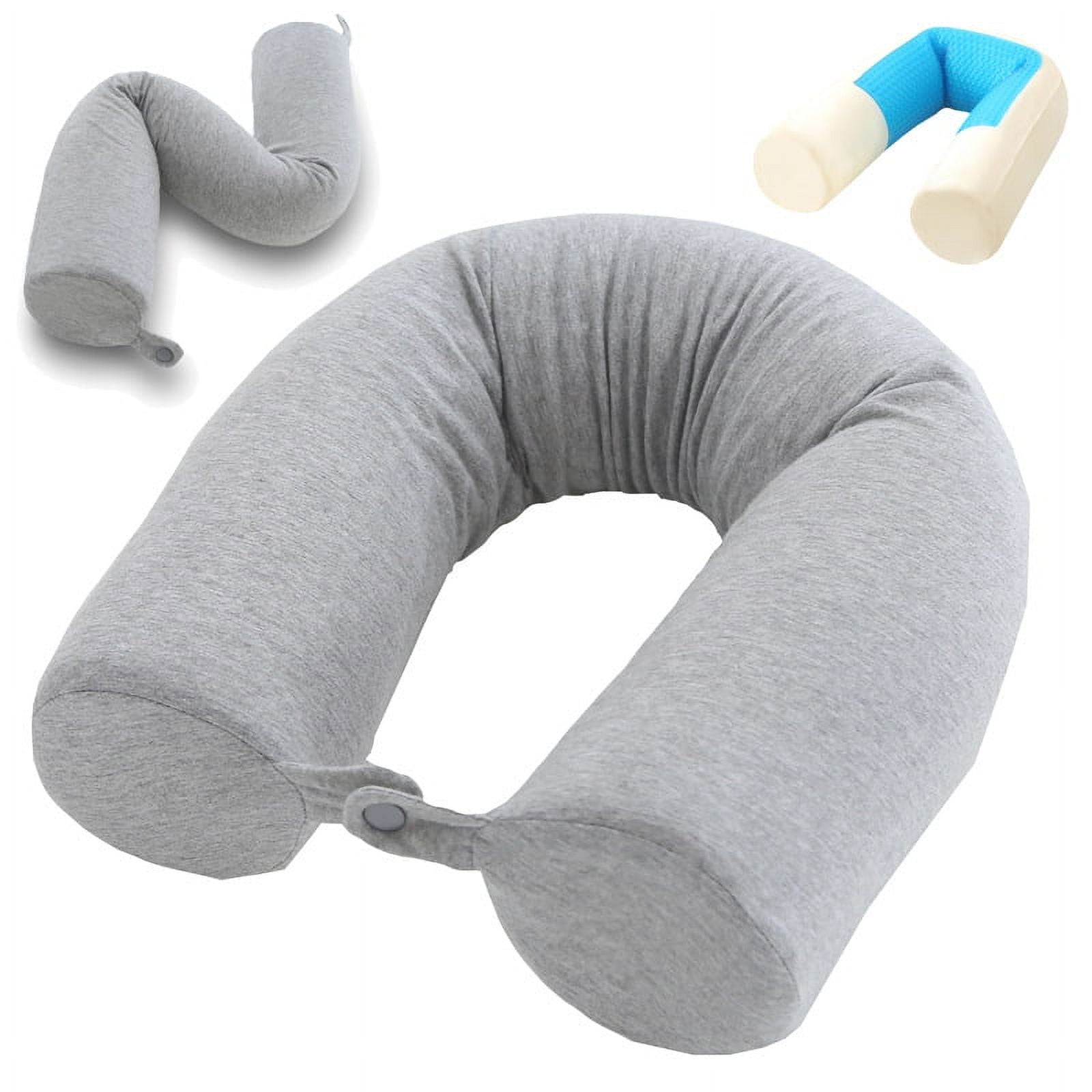 2 Pack Travel Pillow Twist Memory Foam Neck Support Adjustable Neck Pillow  for Traveling Airplane for Neck Bendable Roll Pillow for Chin, Shoulder