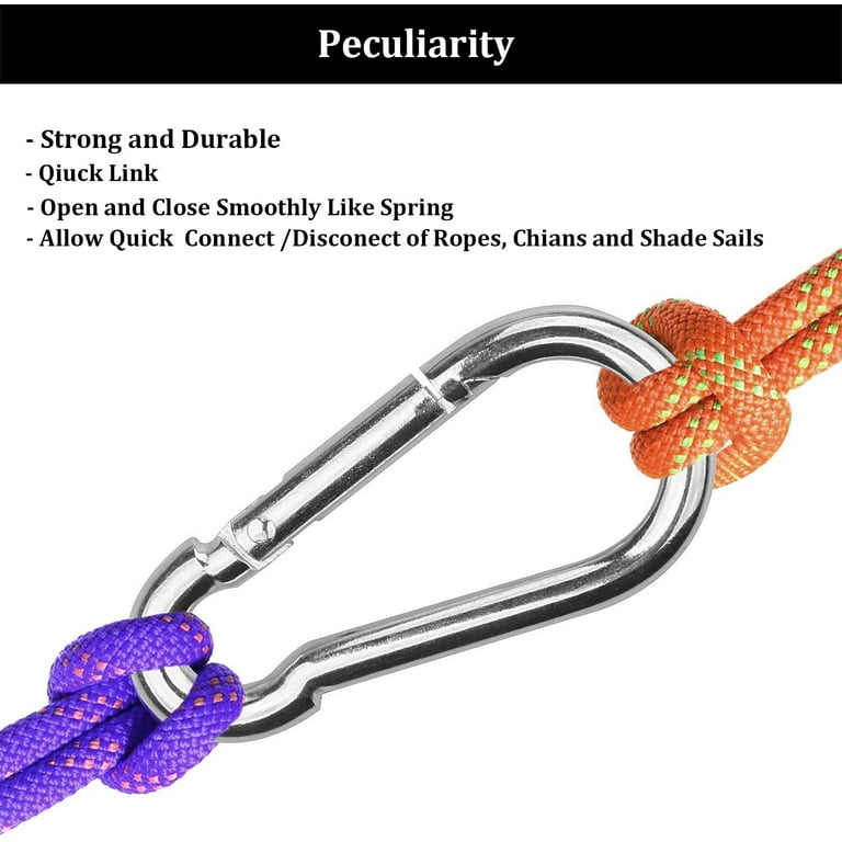 Heavy Duty M8 Carabiner Clips – 2 Pack 500 Lb Spring Snap Hooks For Camping, Keys, Gear & Outdoor Use