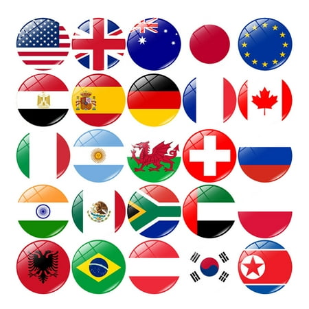 

NUOLUX 25 Pcs Creative Fridge Message Stickers National Flag Pattern Magnetic Refrigerator Paste Fashion Time Fridge Decoration for Home Office (Mixed Pattern)