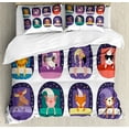 thumbnail image 1 of Dog and Cat Duvet Cover Set King Size, Group of Cute Sleeping Creatures in Funny Nightcaps and Blankets, Decorative 3 Piece Bedding Set with 2 Pillow Shams, Dark Indigo Multicolor, by Ambesonne, 1 of 3