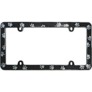 Cruiser Accessories 18630 Paws Bling License Plate Frame - Black/Chrome