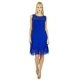 thumbnail image 3 of Bimba Women Blue Georgette Shift Dress Sheer Georgette Above Knee Party Dress, 3 of 6