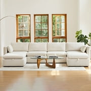 CHITA Oversized Modular Sectional Sofa Set with Storage Ottoman,Extra Large U-Shape Sofa Couch with Reversible Chaise,6 Seat Modern Modular Sofa for Living Room,Linen,146 inch Width