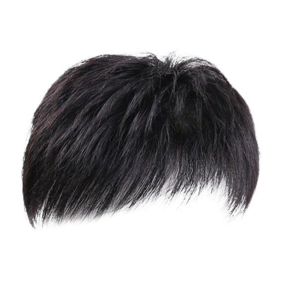 Kuntesetty Human Hair Toupee Clip Men Short Toppers Hairpiece for Party Covering White Loss