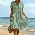 thumbnail image 7 of Horkkom T Shirt Dress Women Summer Solid Color Mini Dresses Vacation Loose Short Sleeve Dress, S-3XL, 7 of 7