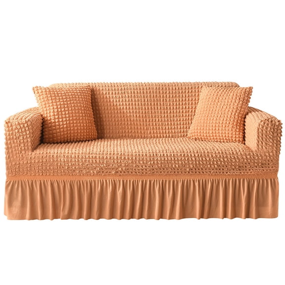 3 Seater Stretch Armchair Slipcover, Skirted Couch Cover for Living Rooms, Offices- orange