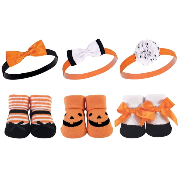 Set de regalo de diadema y calcetines para bebés Hudson Baby Pumpkin 0-9 M