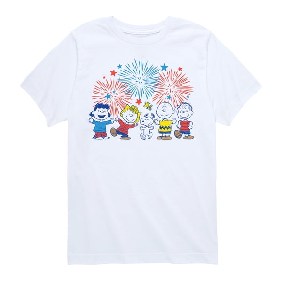 Peanuts - Fireworks Celebration - Youth Boys Short Sleeve Graphic T-Shirt