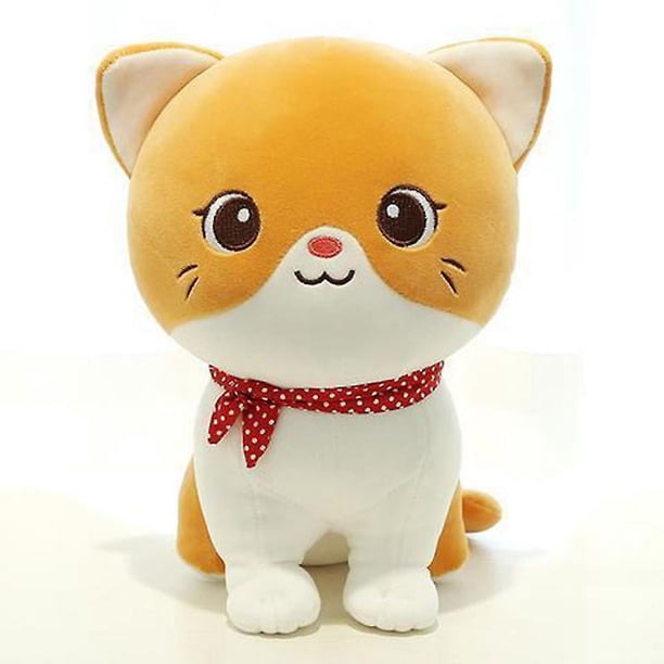 CHAO Muñeco de peluche de gato de dibujos animados, lindo gatito de peluche, juguete de trapo, cojín elástico suave para sofá, regalo de mesita de noche para niños y niñas, 24 cm, nuevo gato amarillo