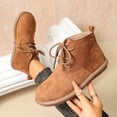 thumbnail image 5 of Willtoo Women's Vintage Lace Up Ankle Boots, Woven Texture Faux Suede Booties with Flat Sole, Casual Short Boots, 5 of 6