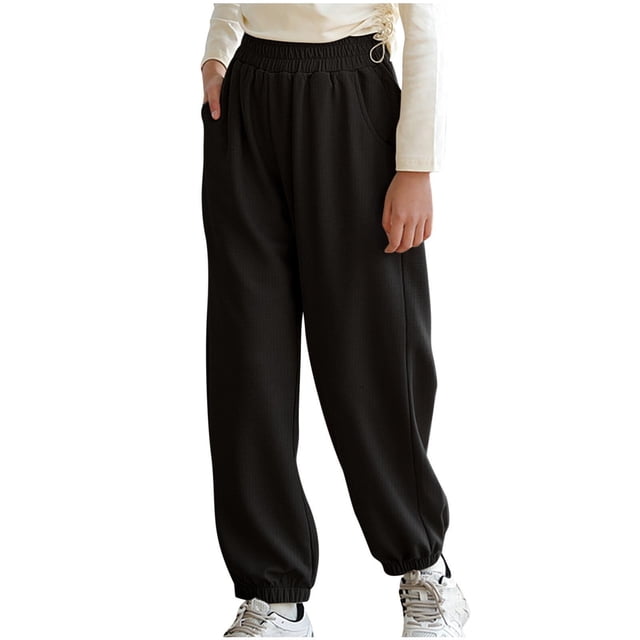 Timegard Toddler Girls Clothes Sweatpants Baggy Comfy Ruched Summer Solid Color Casual Workout Trousers