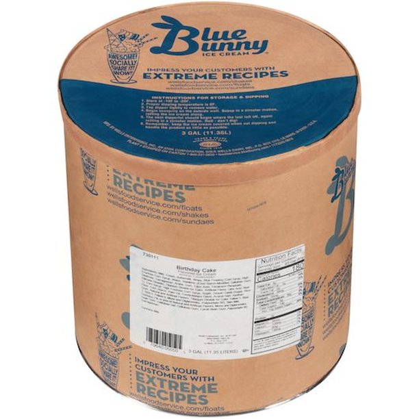Blue Bunny Premium Birthday Cake Ice Cream, 3 Gallon Tub