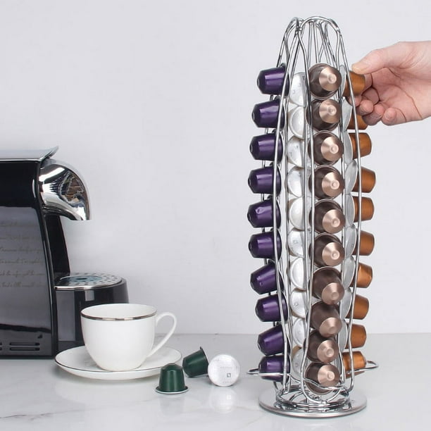 Porte-capsules De Café Rotatif 360° Pour 40 Dosettes - Support Nespresso En Métal, Organisateur De Dosettes, Rangement Pratique Pour Cuisine