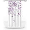 thumbnail image 4 of Lilac Light Purple Eucalyptus Shower Curtain Sets, Watercolor Leaves on The Top Plant with Floral Bathroom Decoration 36x72 Inch with Hooks, 4 of 6