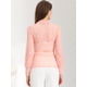 thumbnail image 4 of Blusa floral de manga larga con cuello alto y manga larga con encaje de malla para mujer Rosa M, 4 of 6