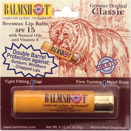 Balmshot Genuine Original Classic Beeswax Lip Balm, SPF 15, 0.15 oz