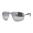 thumbnail image 1 of Xloop Mens Rectangular Racer Metal Rim Sport Sunglasses Silver Mirror, 1 of 4