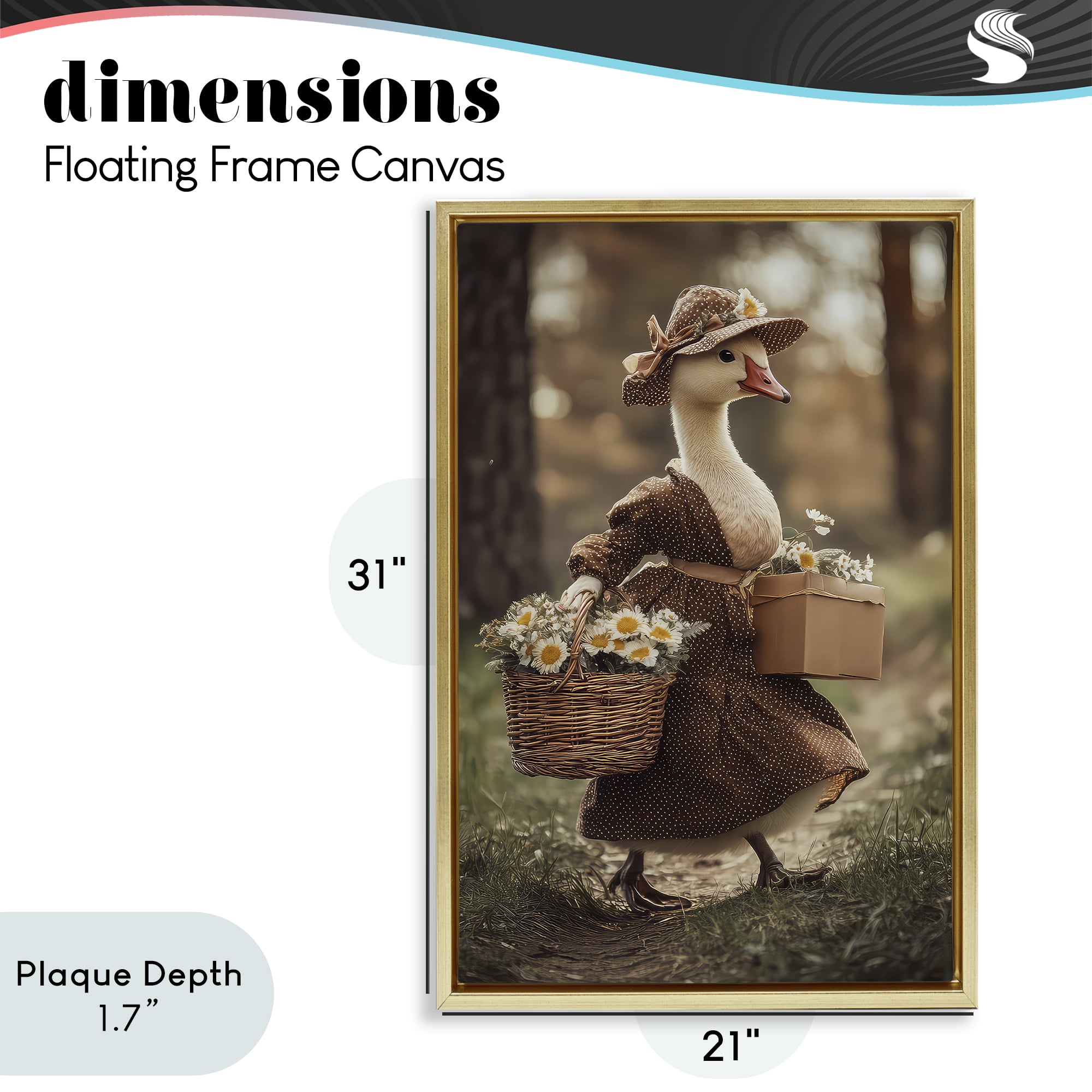 Stupell Industries Mother Goose with Flowers Gold Framed Floater Canvas Wall Art, design by The Wands Want
