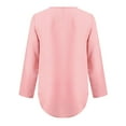 thumbnail image 4 of Jovati Women's Tops Pink Zipper Button Long Sleeve Loose Chiffon Shirt Clothing, 4 of 6
