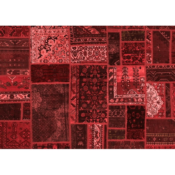 Ahgly Company Indoor Rectangle Oriental Red Modern Area Rugs, 7' x 9'