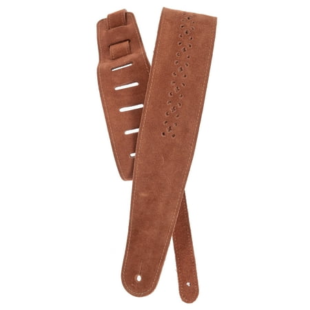 Guitar Rosette - Planet Waves Vented Leather Guitar Strap, Camel Suede Rosette