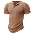 thumbnail image 4 of Men's Henley Shirt Short Sleeve Vertical Ribbed Textured T-Shirt 4 Button Placket Regular Fit Casual Summer Tops for Daily Wear,2XL, 4 of 5