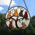 thumbnail image 2 of Top Christmas Gifts - 6 Cats on a Branch Christmas Stained Glass Hanging Ornament - Twinkling Lights Holiday Tree Decor, Xmas Gift for Mom, Dad, Friends, Family, 2 of 3