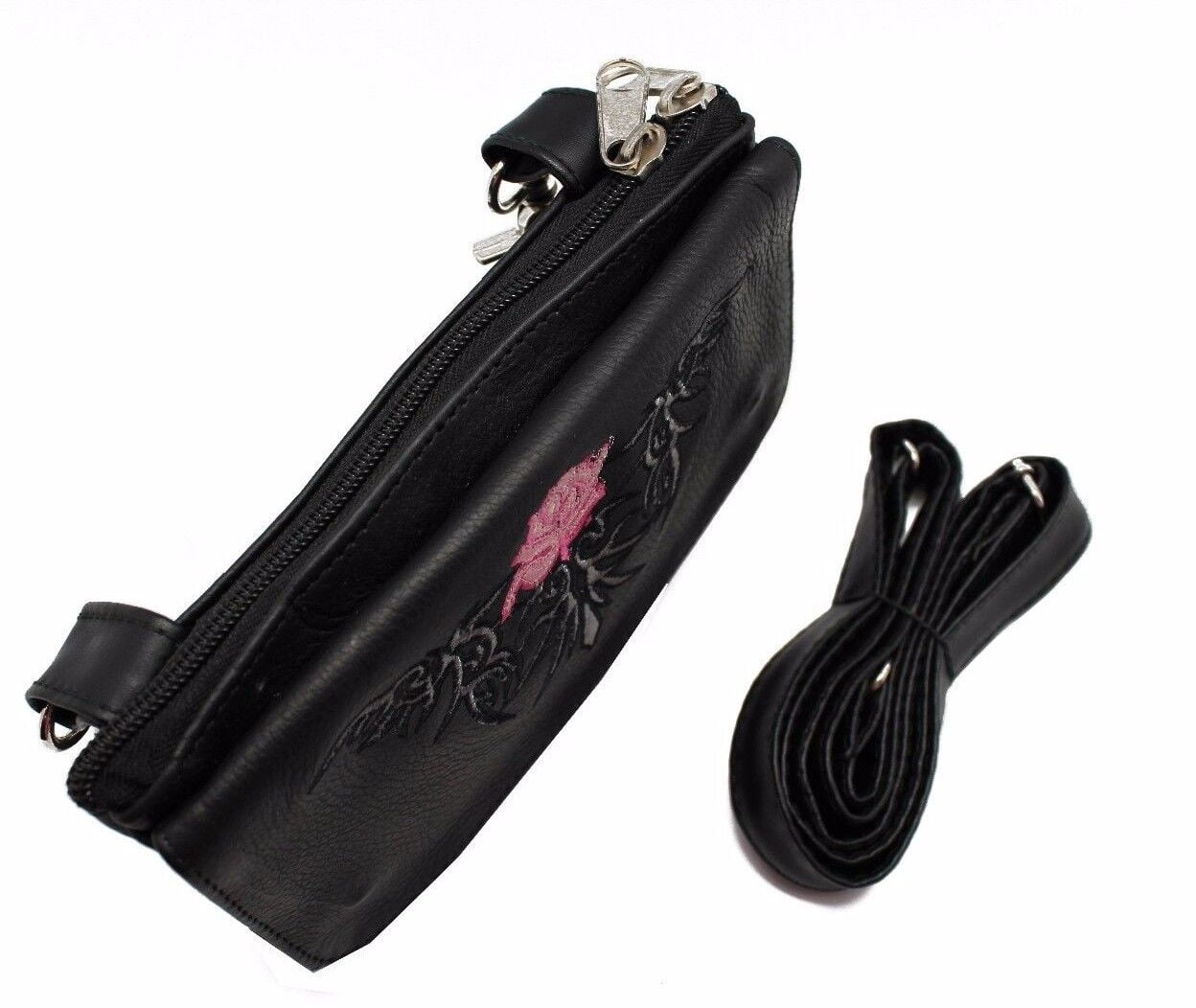 Crossbody Leather Pouch for Women Zipper Hip Belt Bag Clip-on Belt Purse Juzar Tapal Collection