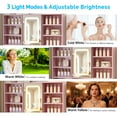 thumbnail image 6 of Zimtown Vanity Desk with Sliding Mirror, LED Lights and Power Outlet, Makeup Vanity with  Visible Glass Top, 6 Storage Shelves Dressing Table, Pink, 6 of 7