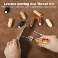 thumbnail image 3 of Leather Sewing Awl Thread Kit, 13 PCS Portable Sewing Awl Kit, Wood Handle Stitching Awl, Manual Sewing Awl with Needles & Waxed Thread, Hand Stitcher Repair Tool for Leather, Heavy Fabrics, Canvas, 3 of 5