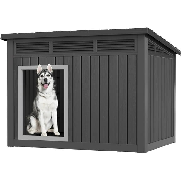 Large Dog House for Indoor & Outdoor - Weatherproof & Removable Roof, Fits Small to Large Dogs (42.8" L x 33" W x 31.5" H) - Black
